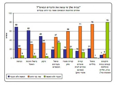 הלמ"ס: האישה מבשלת ומנקה, הבעל מחליף נורות