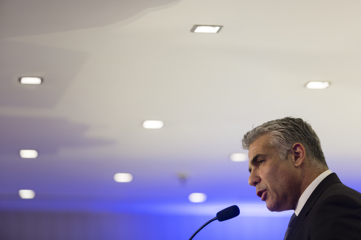 Israel's Minister of Finance Yair Lapid attends the Conference Of Presidents of Major American Jewish Organizations in Jerusalem