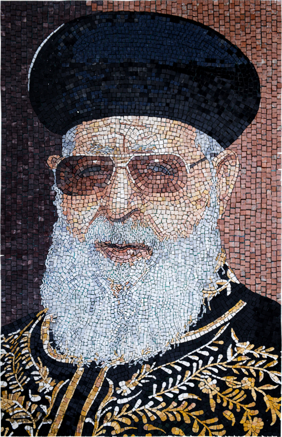 מרהיב: דיוקן של הרב עובדיה מאבני פסיפס