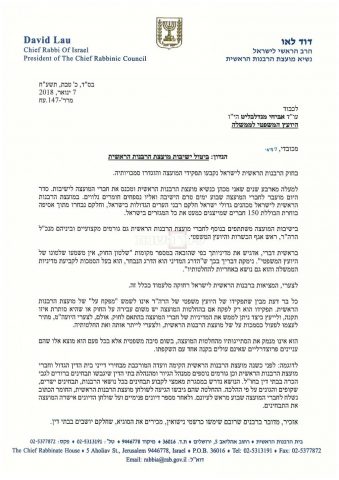 הרב הראשי במכתב חריף למנדלבליט: "נקעה נפשי"
