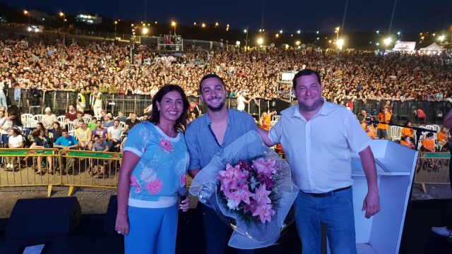 השרה רגב עם ראש מועצת שומרון יוסי דגן והזמר אדם גוזלן