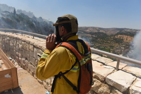 במהלך כיבוי השריפה מפקדת הכבאים נפלה לבור