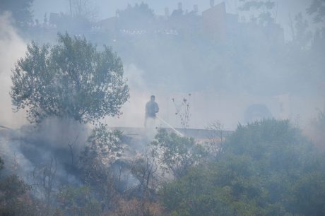 במהלך כיבוי השריפה מפקדת הכבאים נפלה לבור