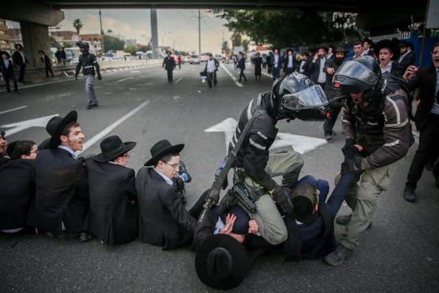ההפגנה בצומת קוקה קולה (קרדיט: Flash90)