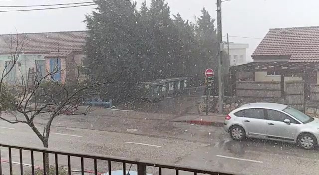 התחלנו: שלג החל לרדת בהר ברכה בשומרון. צפו
