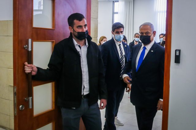נתניהו בדיון בבית המשפט (צילום: אורן בן חקון)05/04/2021