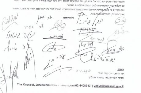 חתימות חברי הליכוד במכתב (צילום מסך)