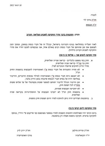 ברקע הקורונה: שוב הסכמות נדירות בכנסת