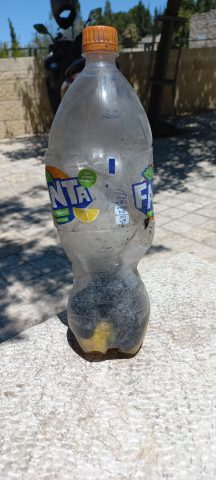 בקבוק התבערה שנתפס בשטח (דוברות המשטרה)