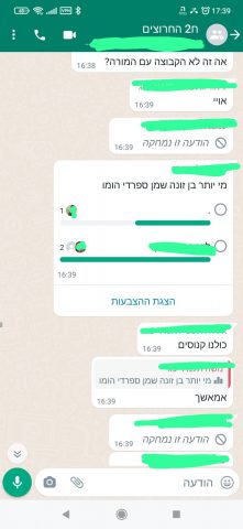 דוגמה לסקר ווטסאפ שכולו בריונות רשת