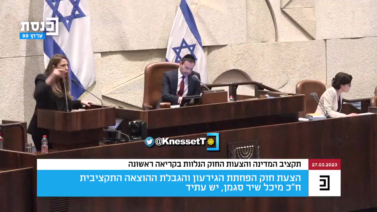 מיכל שיר נואמת למליאה ריקה