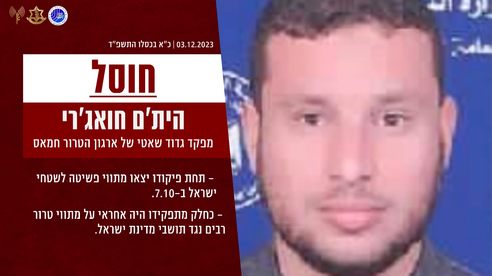 בתוך יממה: חוסל מג"ד שני של חמאס בעזה