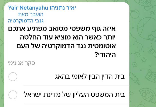 הסקר בטלגרם (צילום מסך)