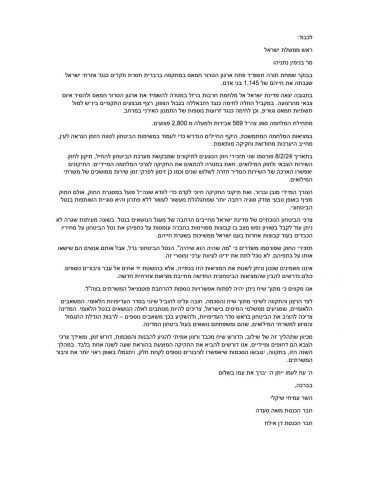 המכתב ששלחו הח"כים