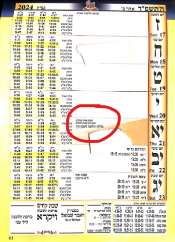 הטעות בלוח השנה 'אור החיים'