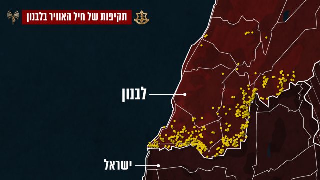 מפת תקיפות בלבנון, דובר צה"ל.