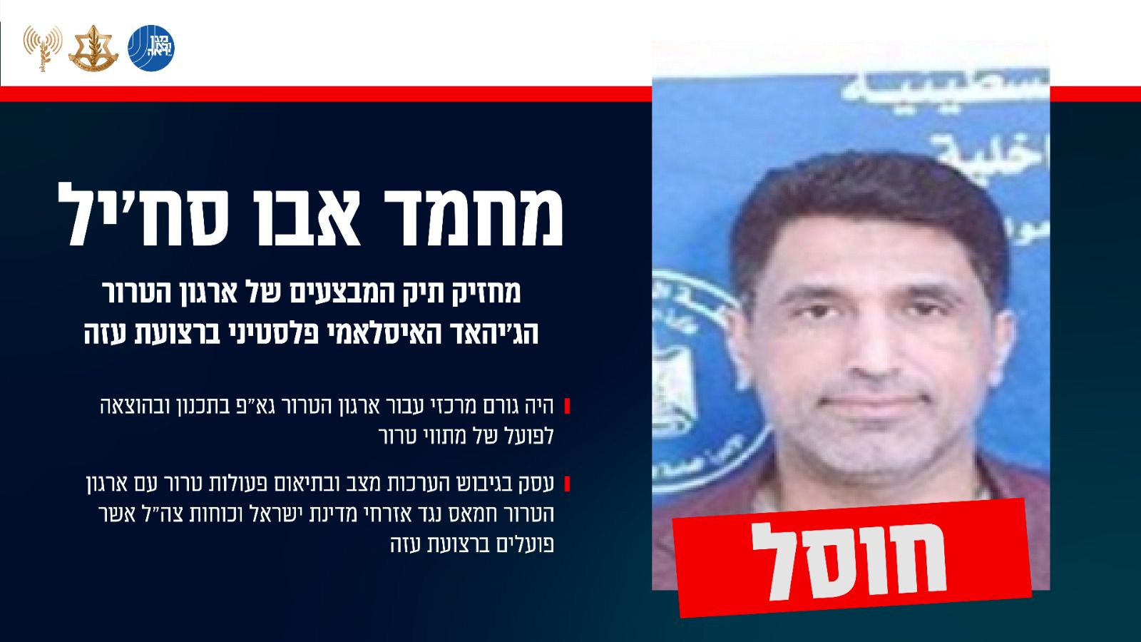 צה"ל חיסל את מחזיק תיק המבצעים בג'יהאד האיסלאמי
