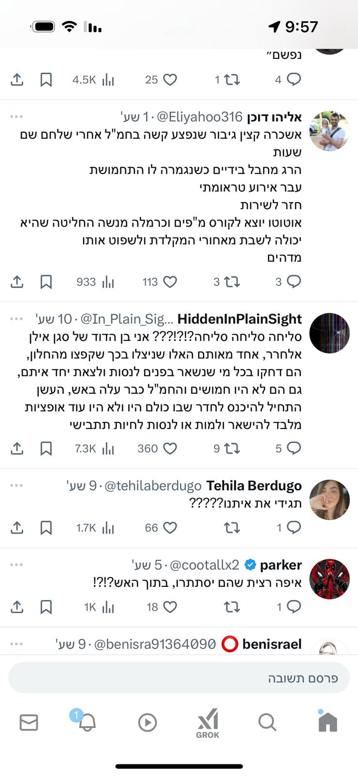 התגובות ברשת