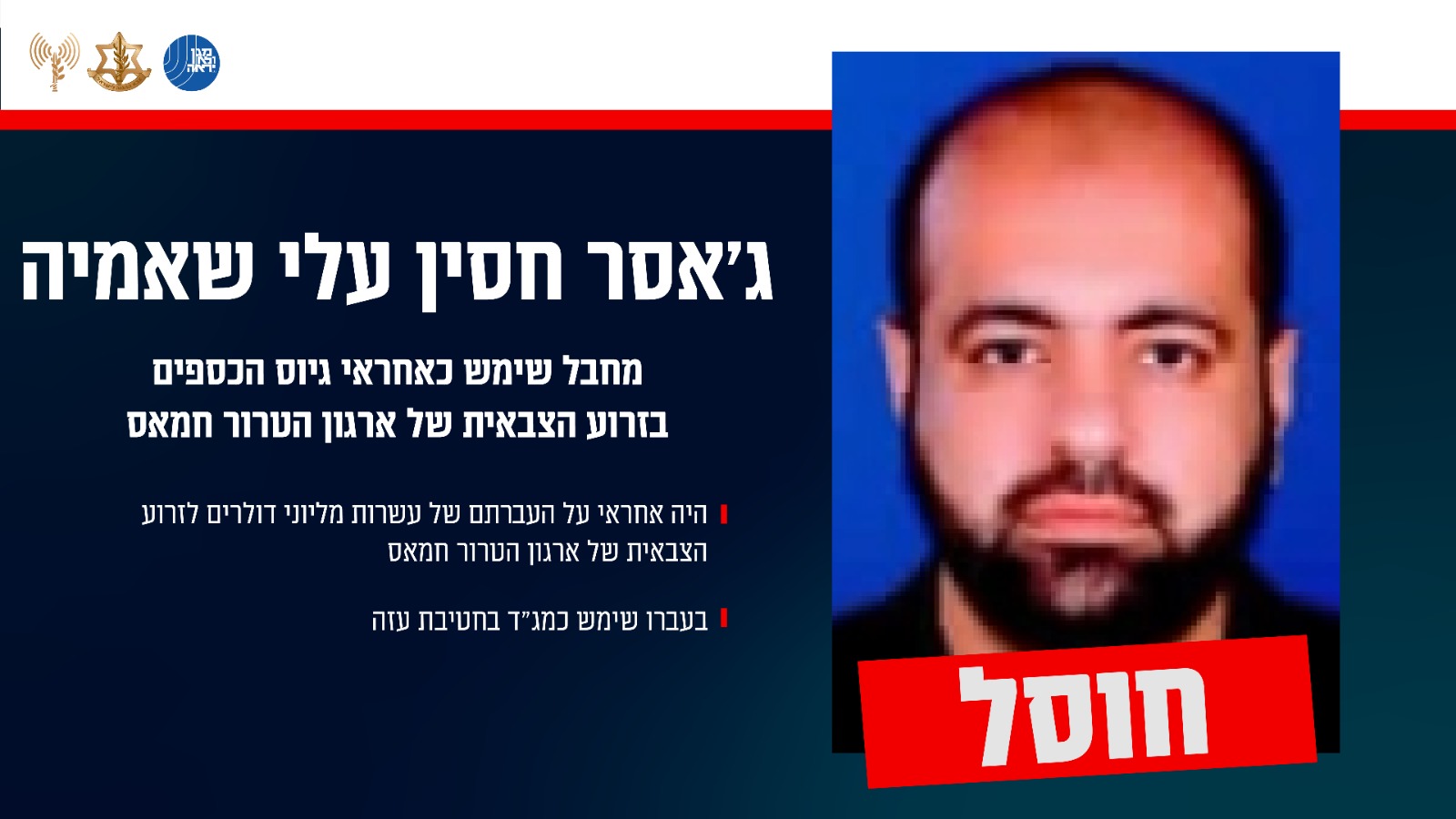 צה״ל חיסל את מגייס הכספים בזרוע הצבאית של חמאס