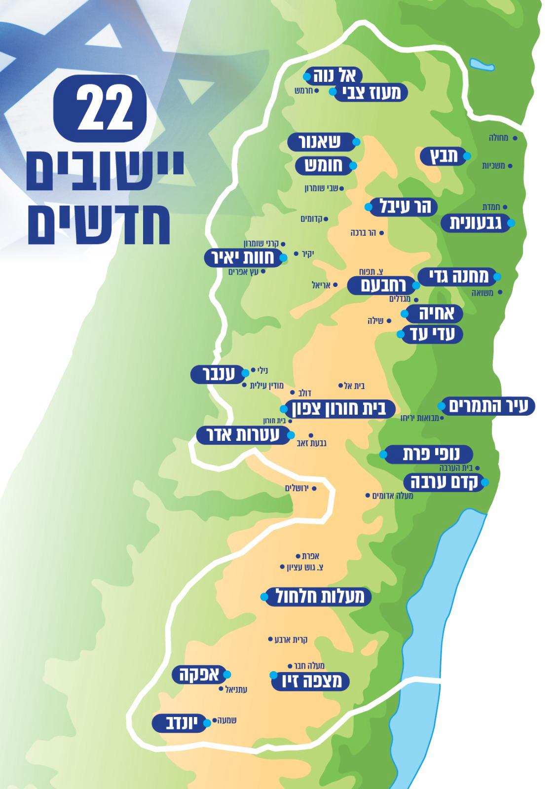 היסטוריה: הקבינט אישר הקמת 22 ישובים חדשים ביהודה ושומרון