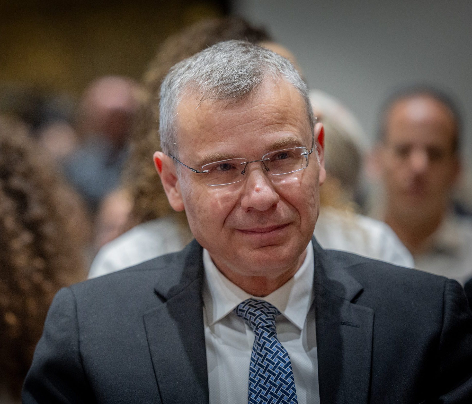 Israeli minister of Justice Yariv Levin attends a swearing- in ceremony for 35 new court, judges at the presidenct's residence in Jerusalem on April 10, 2025. Photo by Chaim Goldberg/Flash90 *** Local Caption *** בית הנשיא שר המשפטים יריב לוין לביו עשרה דברים שלא ידעתם