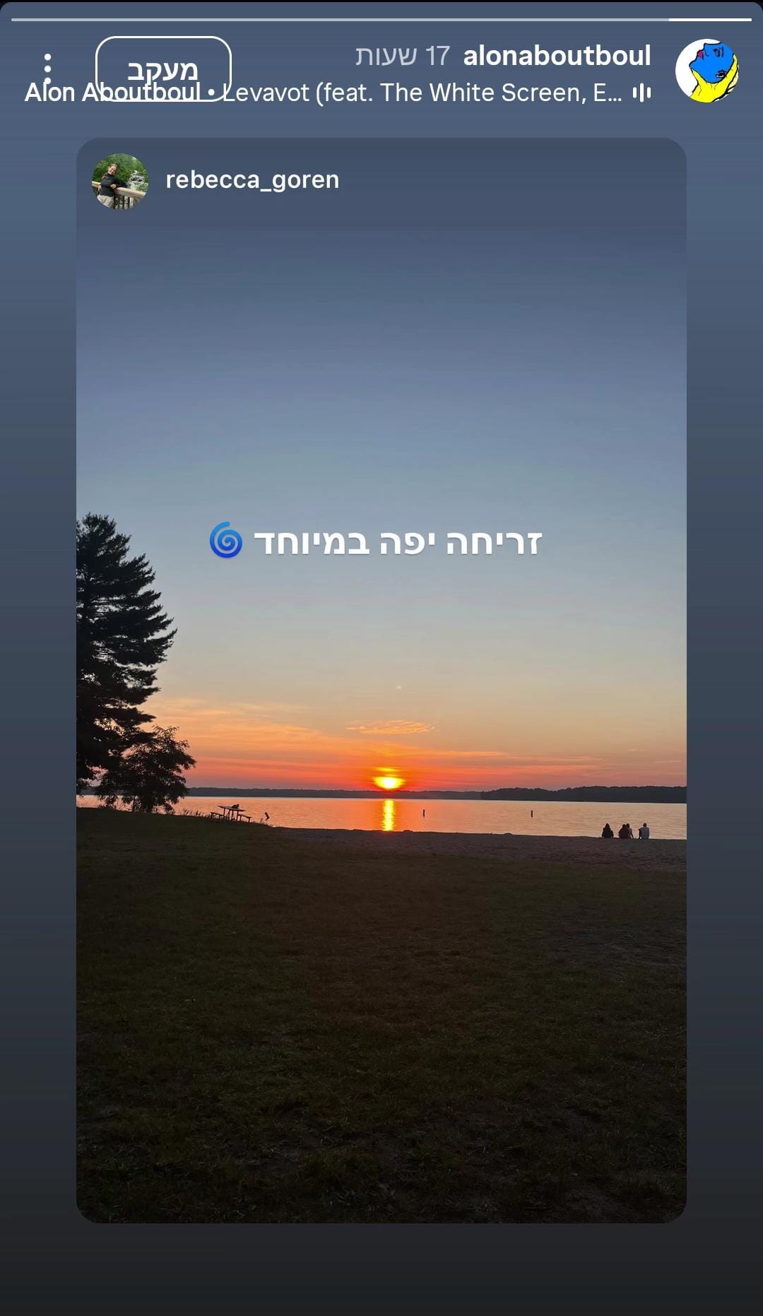 הסטורי האחרון של אלון אבוטבול (צילום מסך מתוך אינסטגרם)