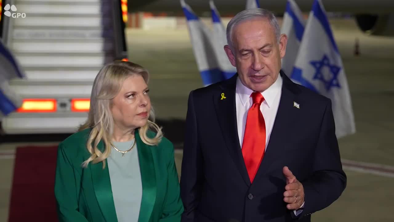 סרטון נתניהו לפני המראתו לארהב