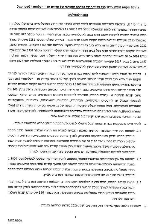 החלטת הממשלה המקורית