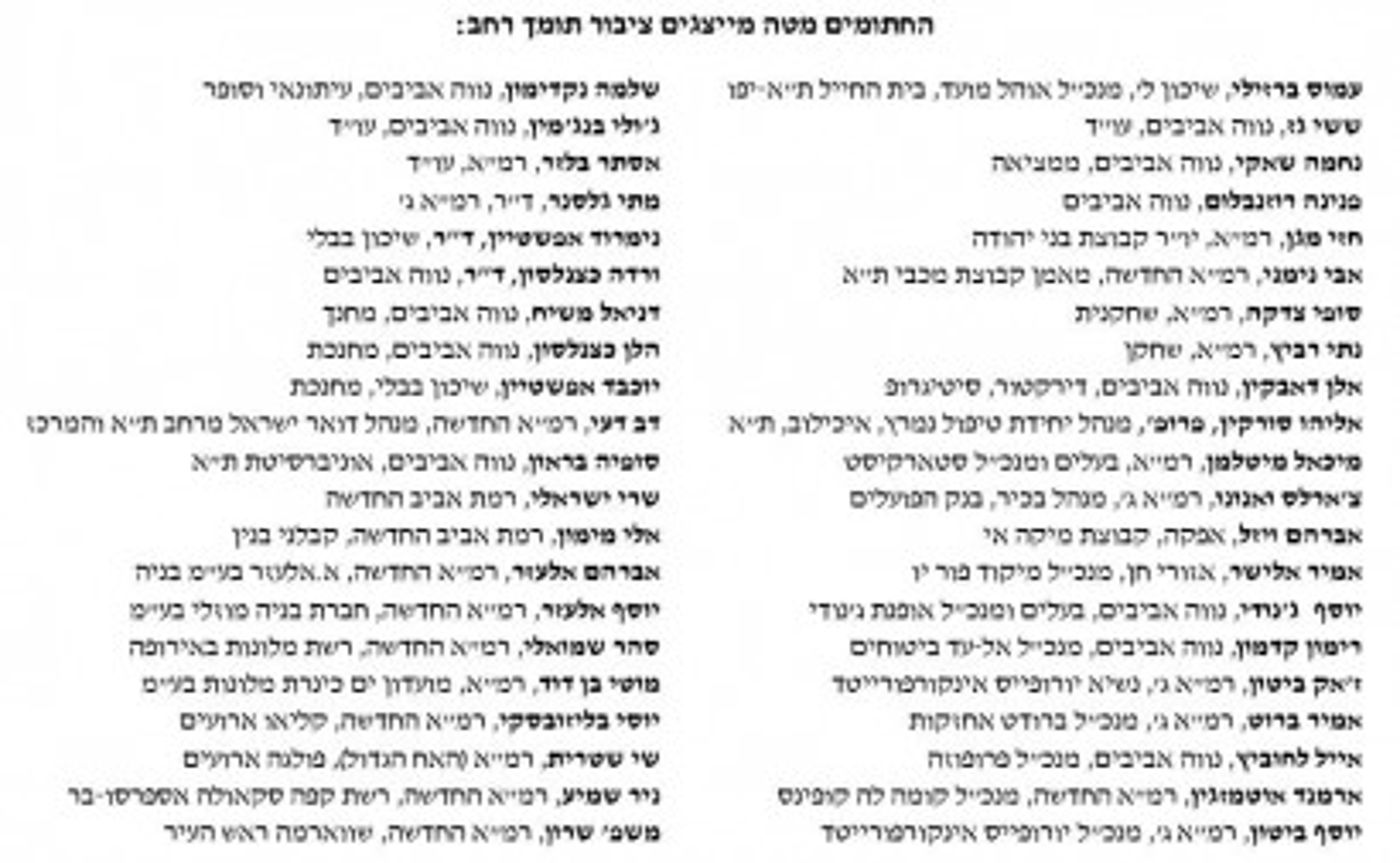 חתימות על מכתב התמיכה בחב"ד