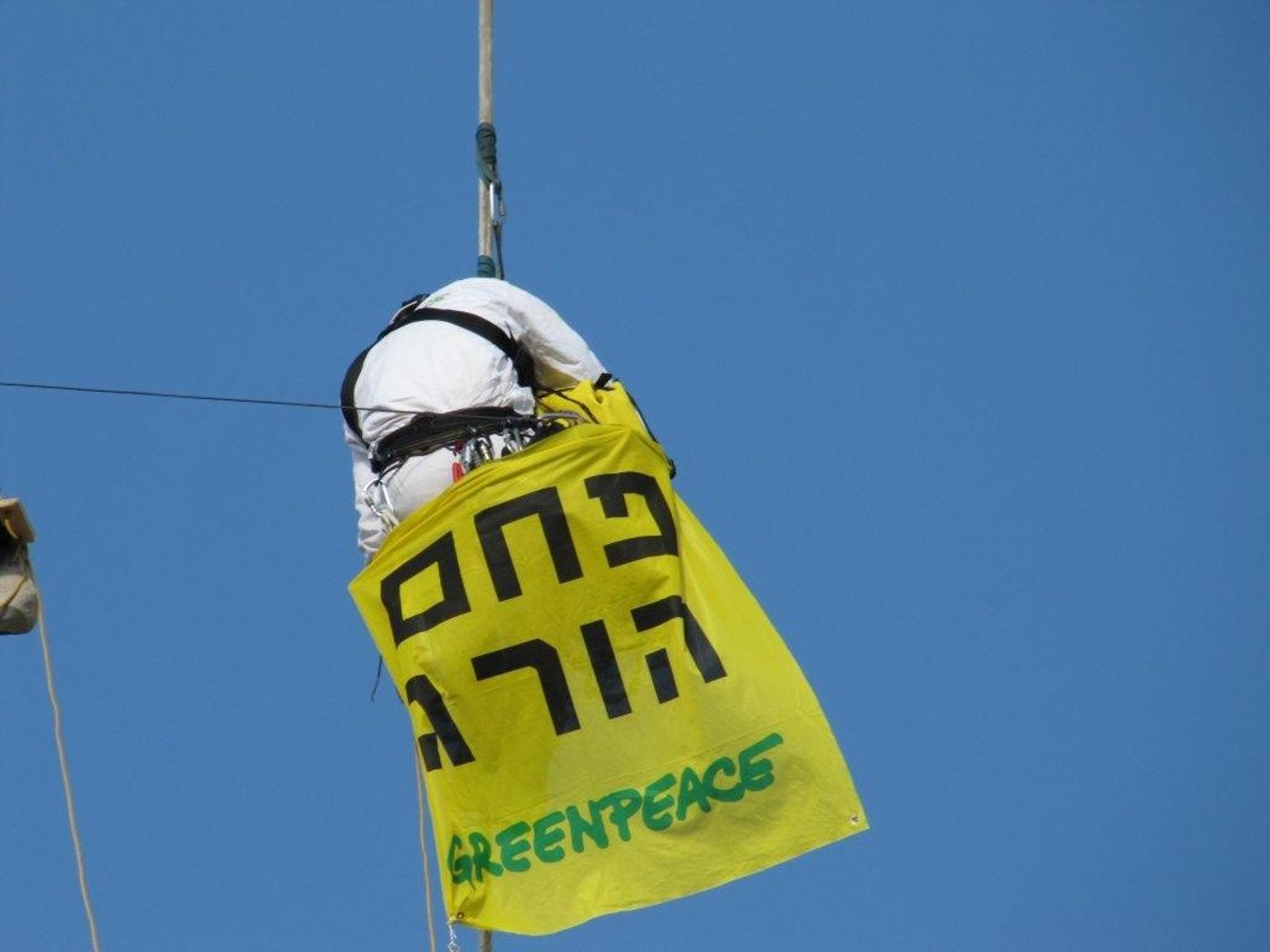 תמונות: פעילי גרינפיס מטפסים על 'גשר המיתרים'