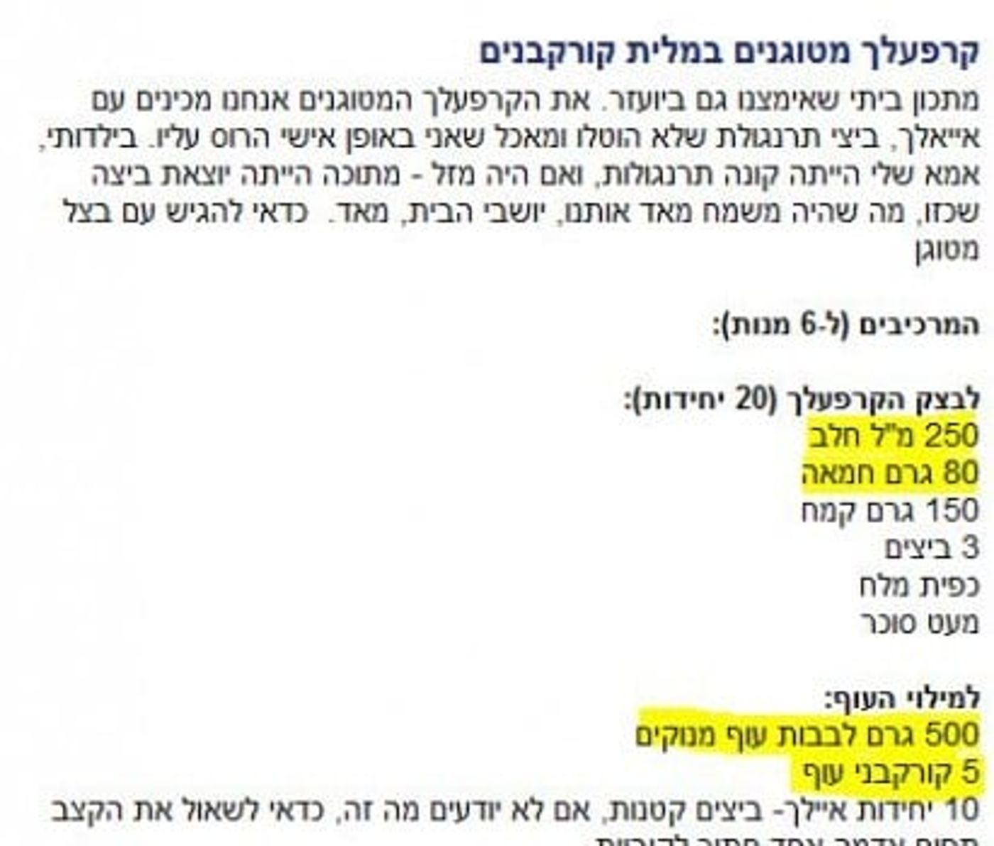 סעודה מפסקת בנוסח Ynet: קרפלך חמאה עם בשר