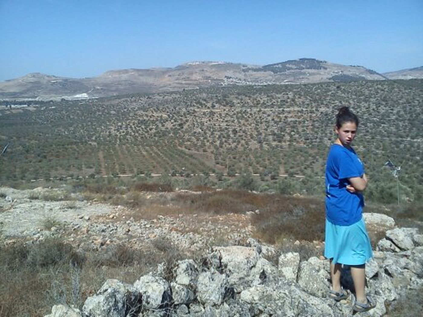תמר פוגל מפגינה נגד המסיק של משפחת הרוצחים