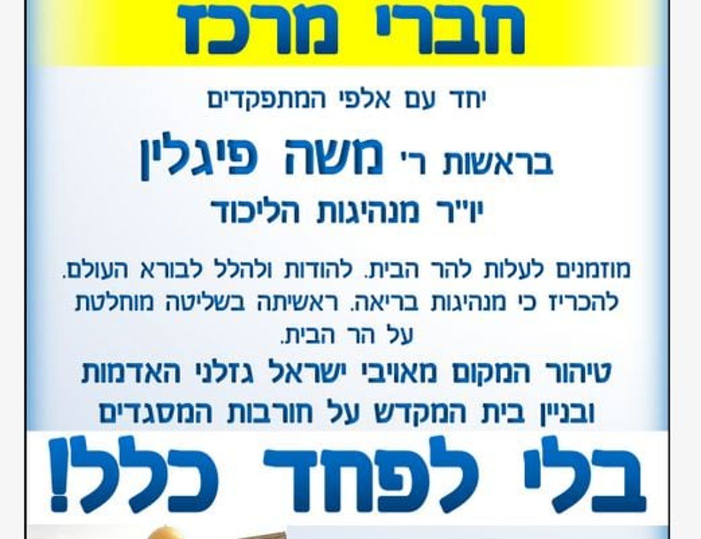 פייגלין טוען: לא קראתי להרוס את המסגדים בהר הבית