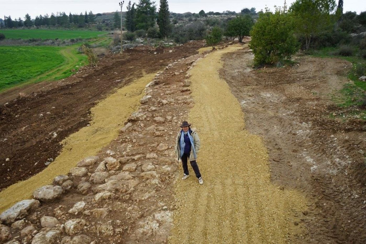 מנהלת החפירה אירנה זילברבוד באתר. חברת גריפין צילום אווירי, באדיבות רשות העתיקות