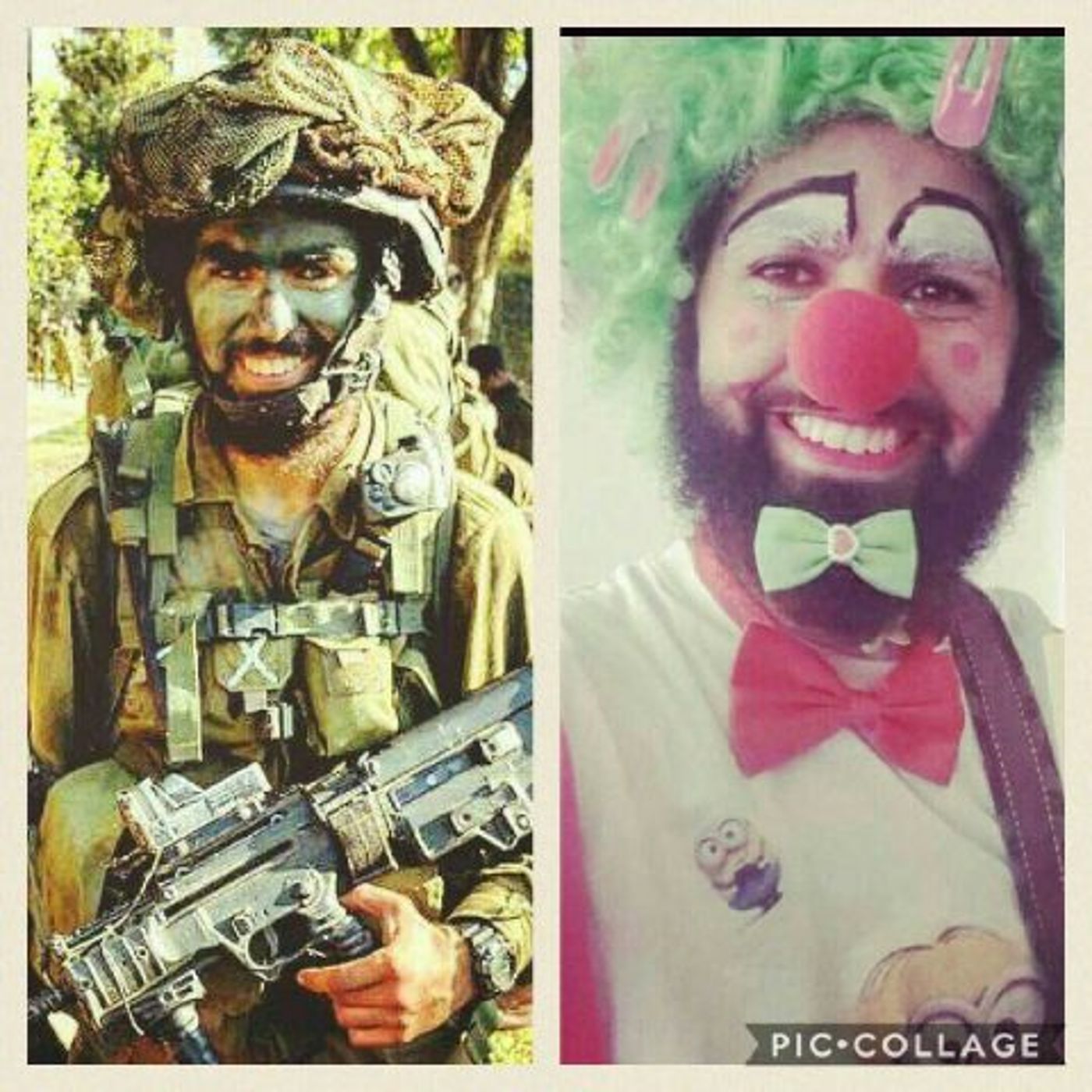 מחליף את צבעי ההסוואה לצבעי פנים ואף אדום