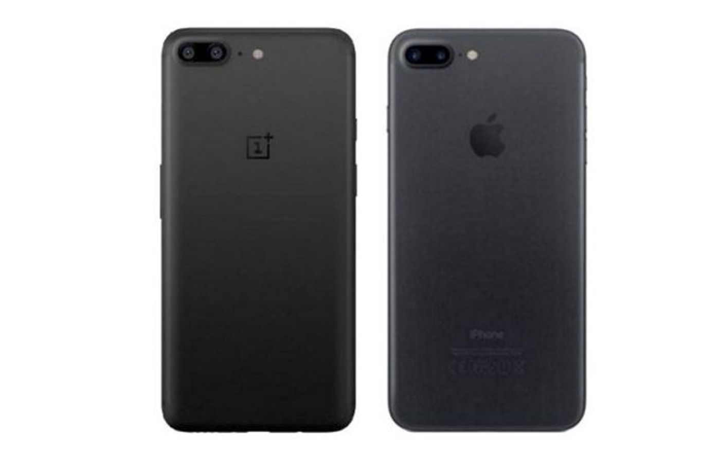 מצאו את ההבדלים: מכשיר ה-OnePlus 5 מול האייפון 7 פלוס. (צילום מתוך טוויטר)