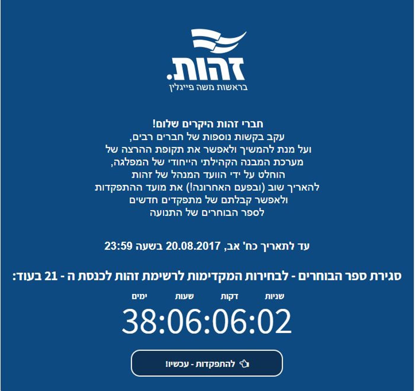 על כמה עומד מספר המתפקדים ב'זהות'?