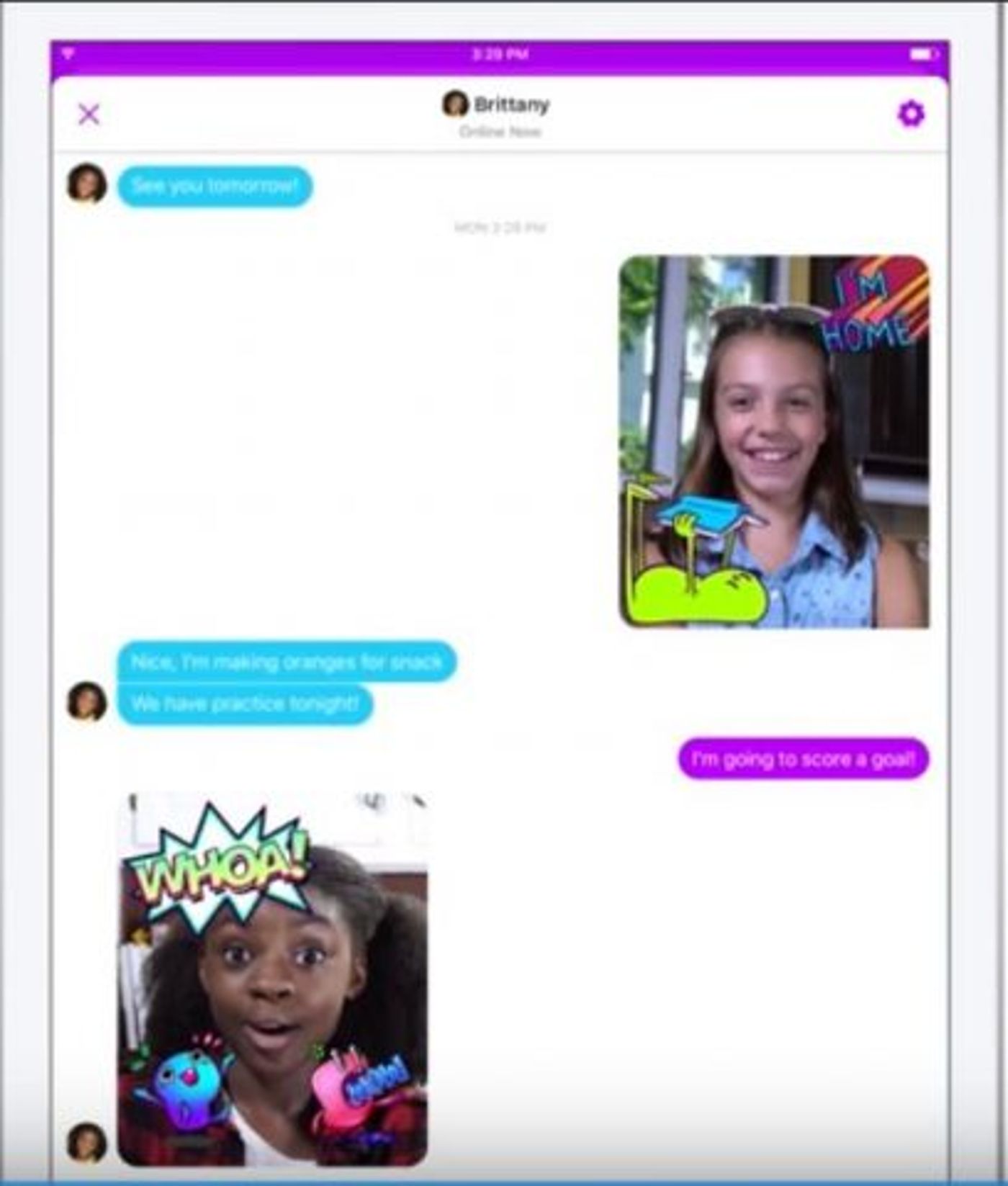 אפליקציית Messenger Kids (צילום מסך מסרטון ההכרזה)