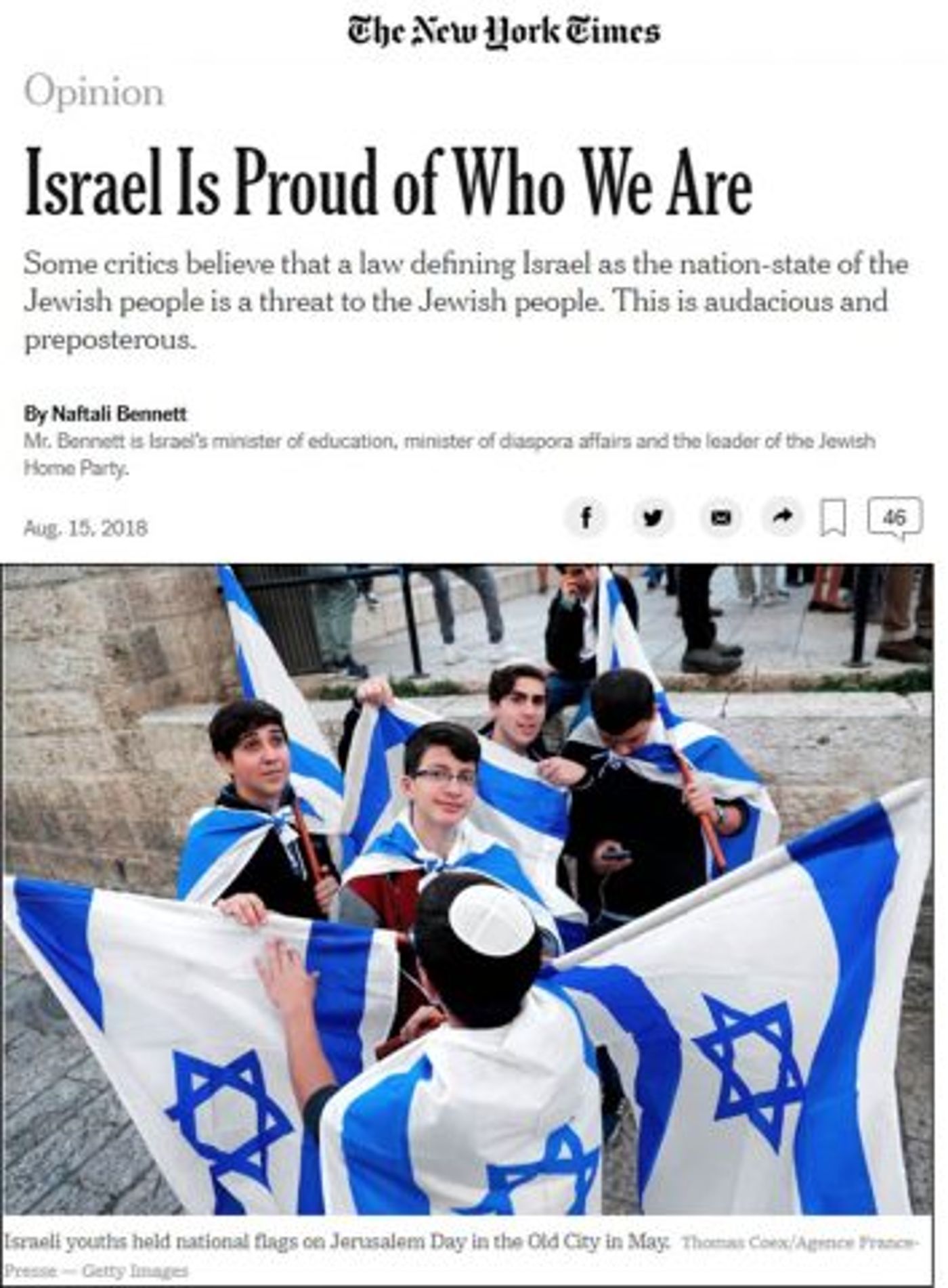 המאמר של בנט בנ'יו יורק טיימס'