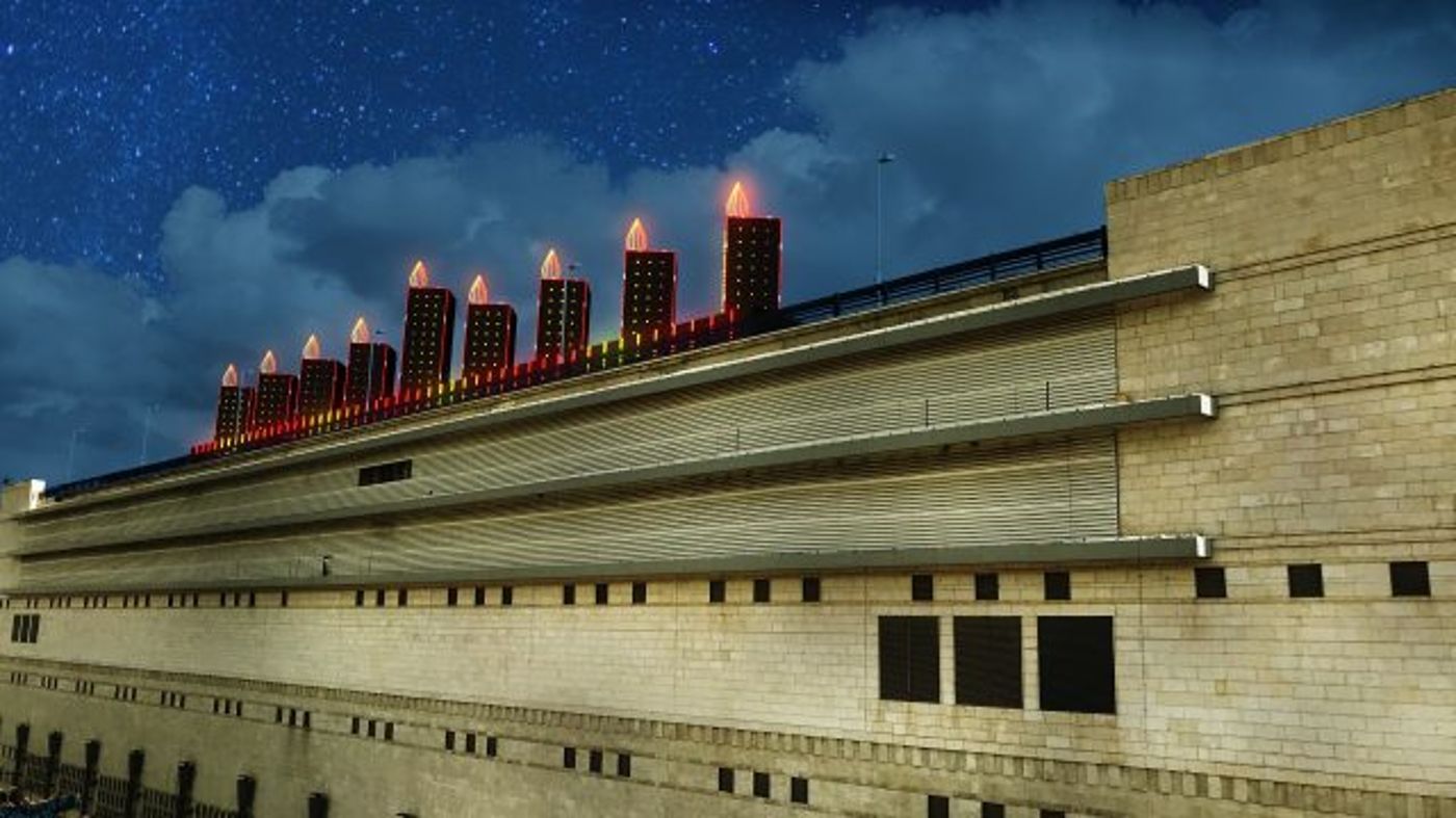 החנוכייה הגדולה בעולם (חנוכייה קניון הדר, הדמיה)