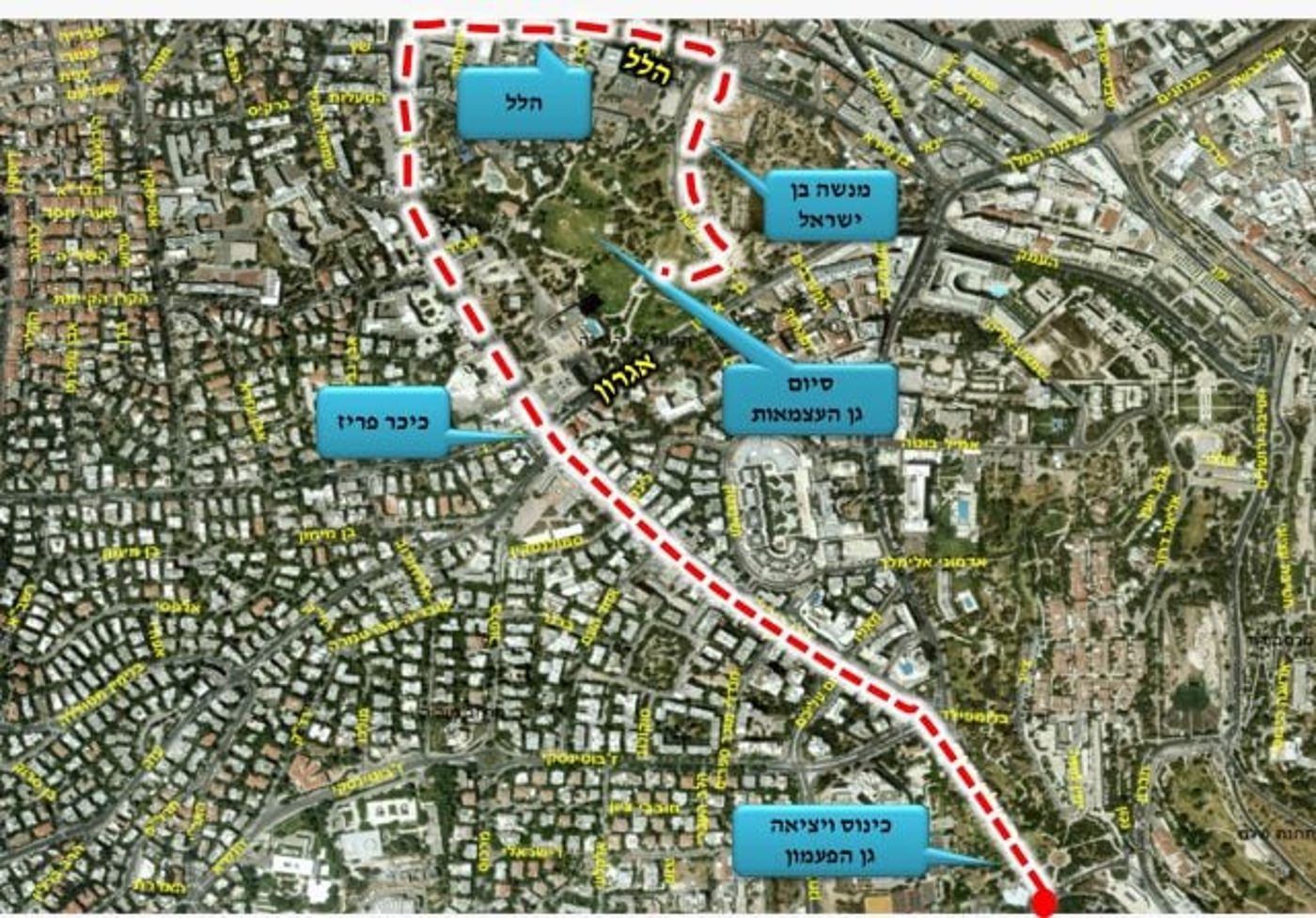 מסלול הצעדה (באדיבות דוברות המשטרה)