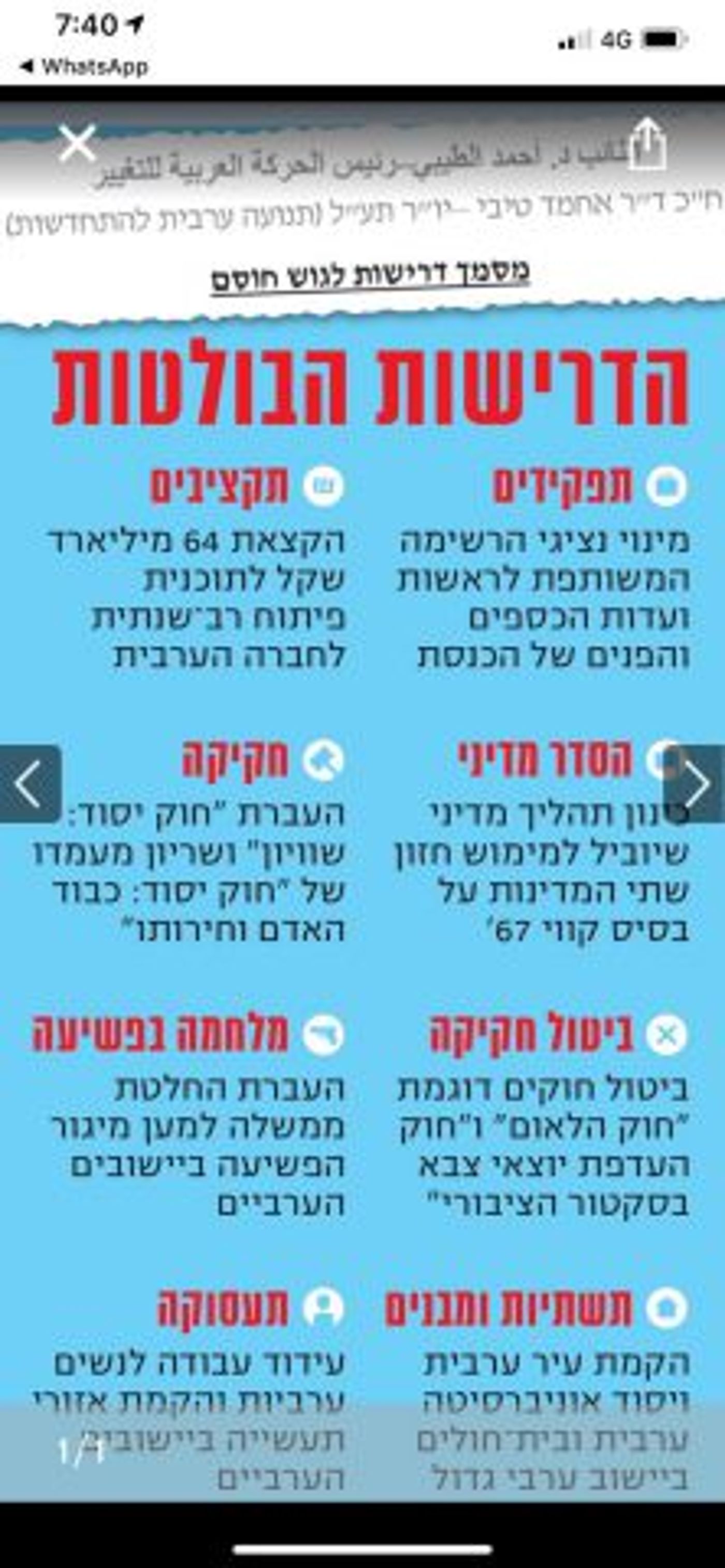 דרישות הרשימה הערבית