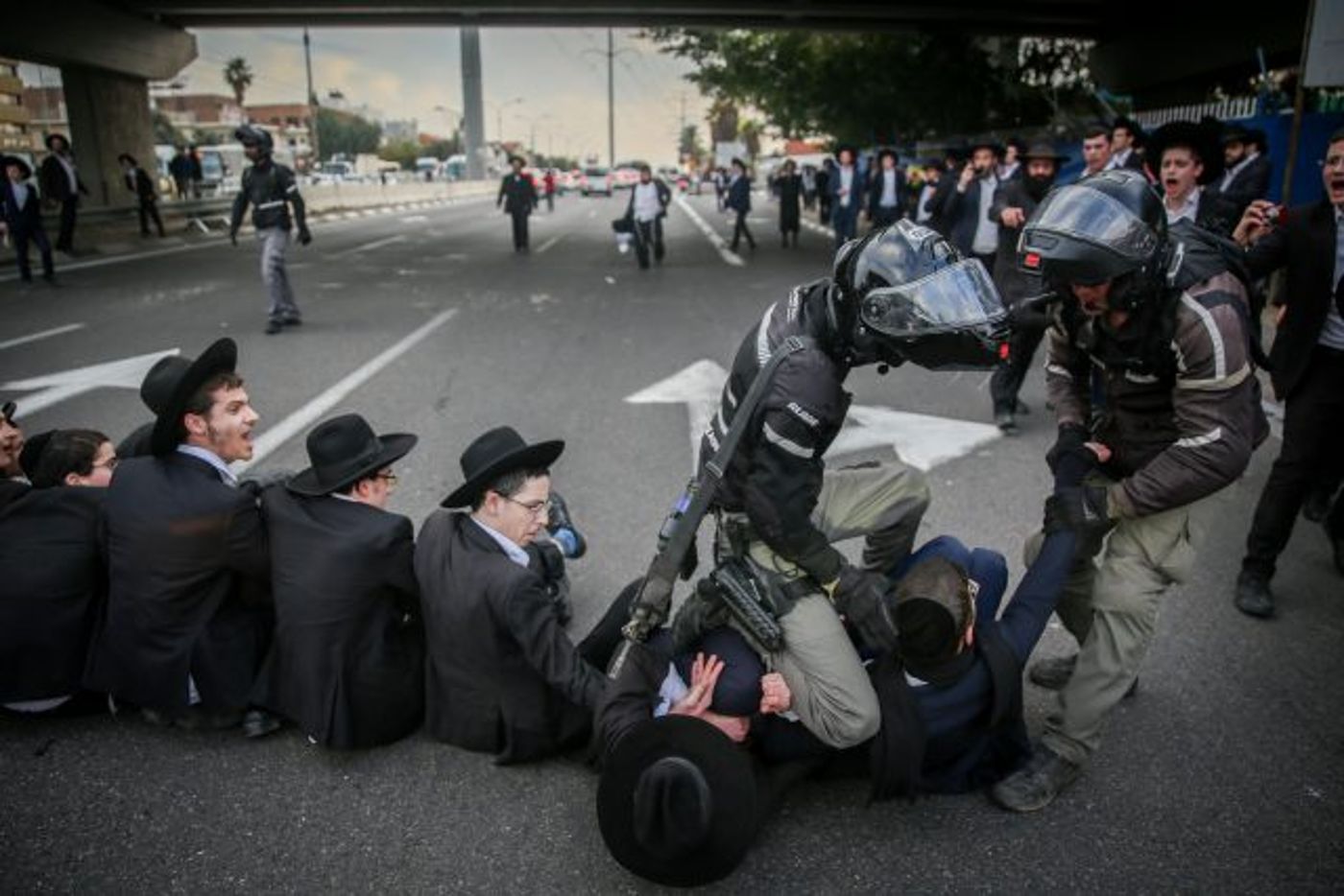 ההפגנה בצומת קוקה קולה (קרדיט: Flash90)
