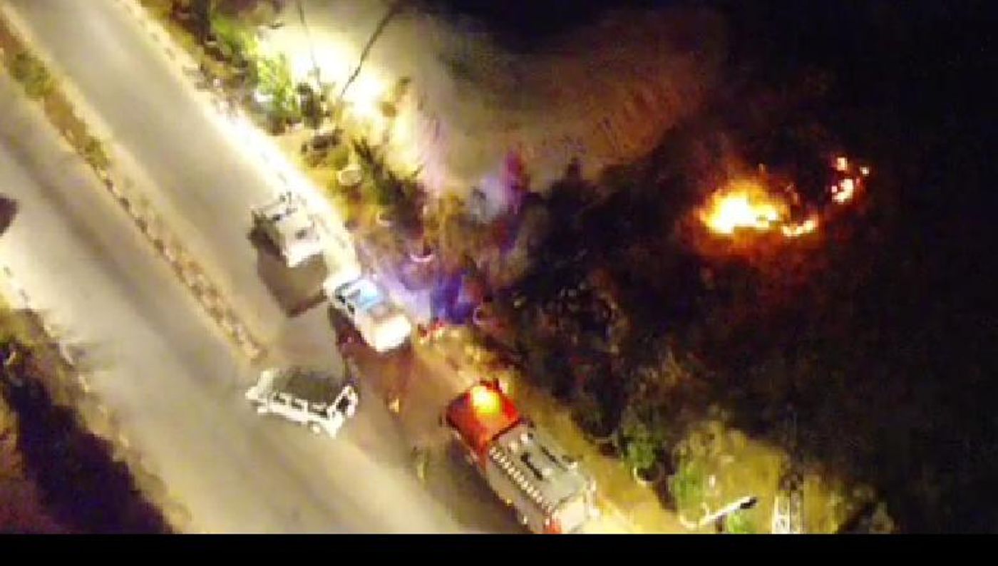 מחבלים השליכו בקת"ב וגרמו לשריפה בגוש עציון