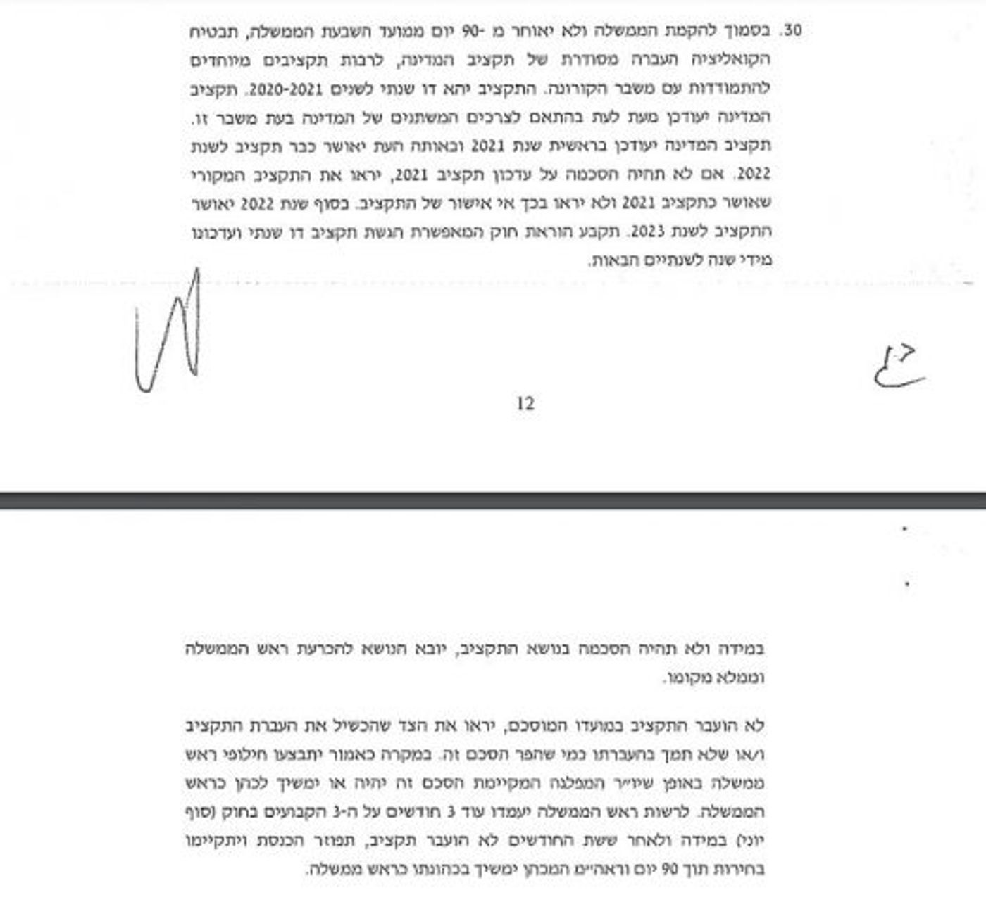 סעיף התקציב בהסכם הליכוד כחול לבן