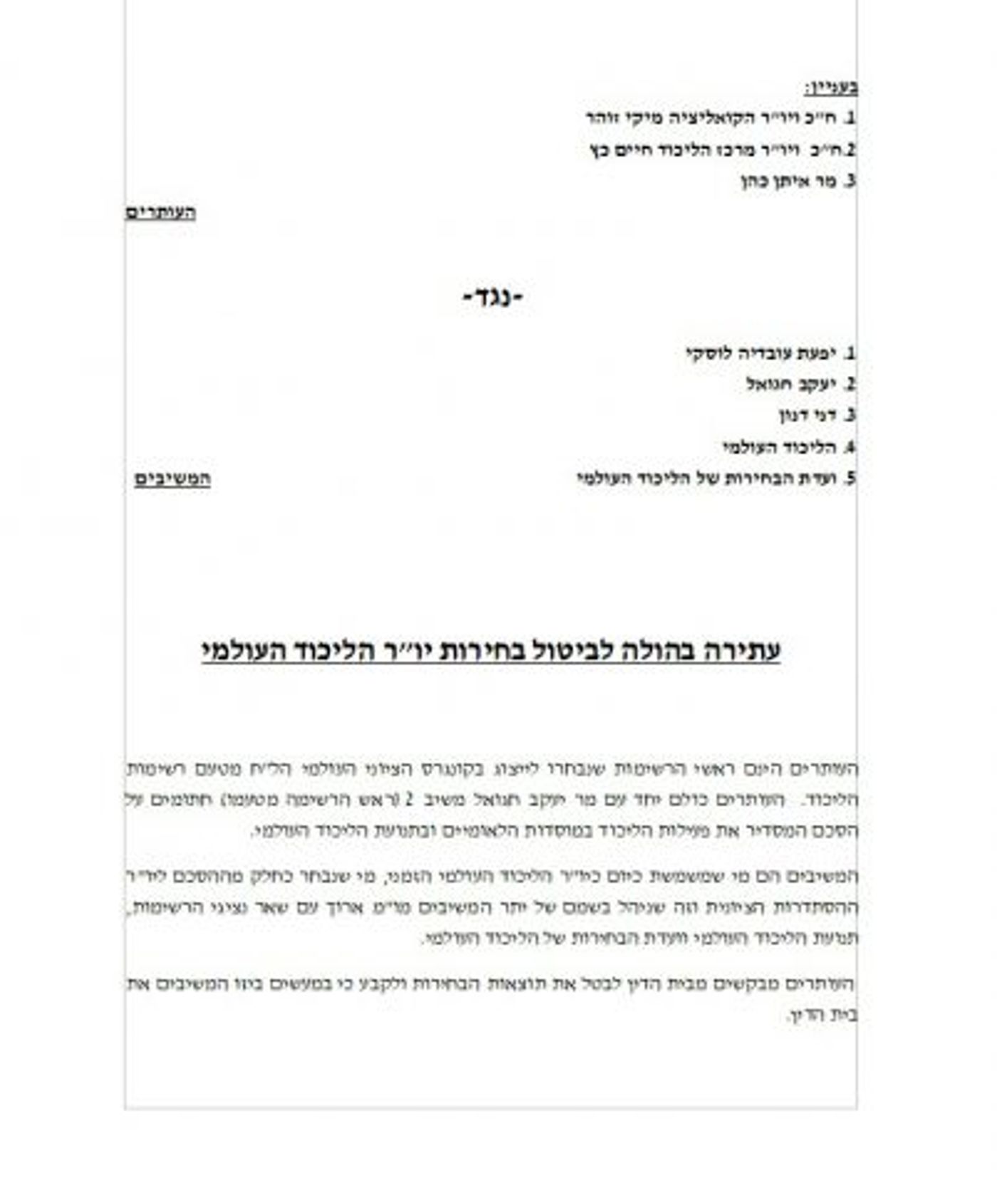 עתירה לבית הדין העליון: האם דני דנון יודח מהליכוד?