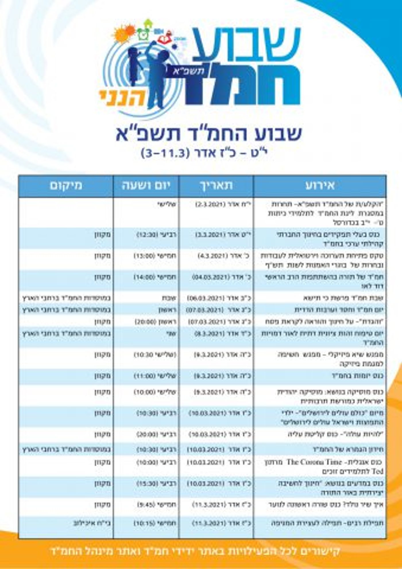 לוח האירועים המלא