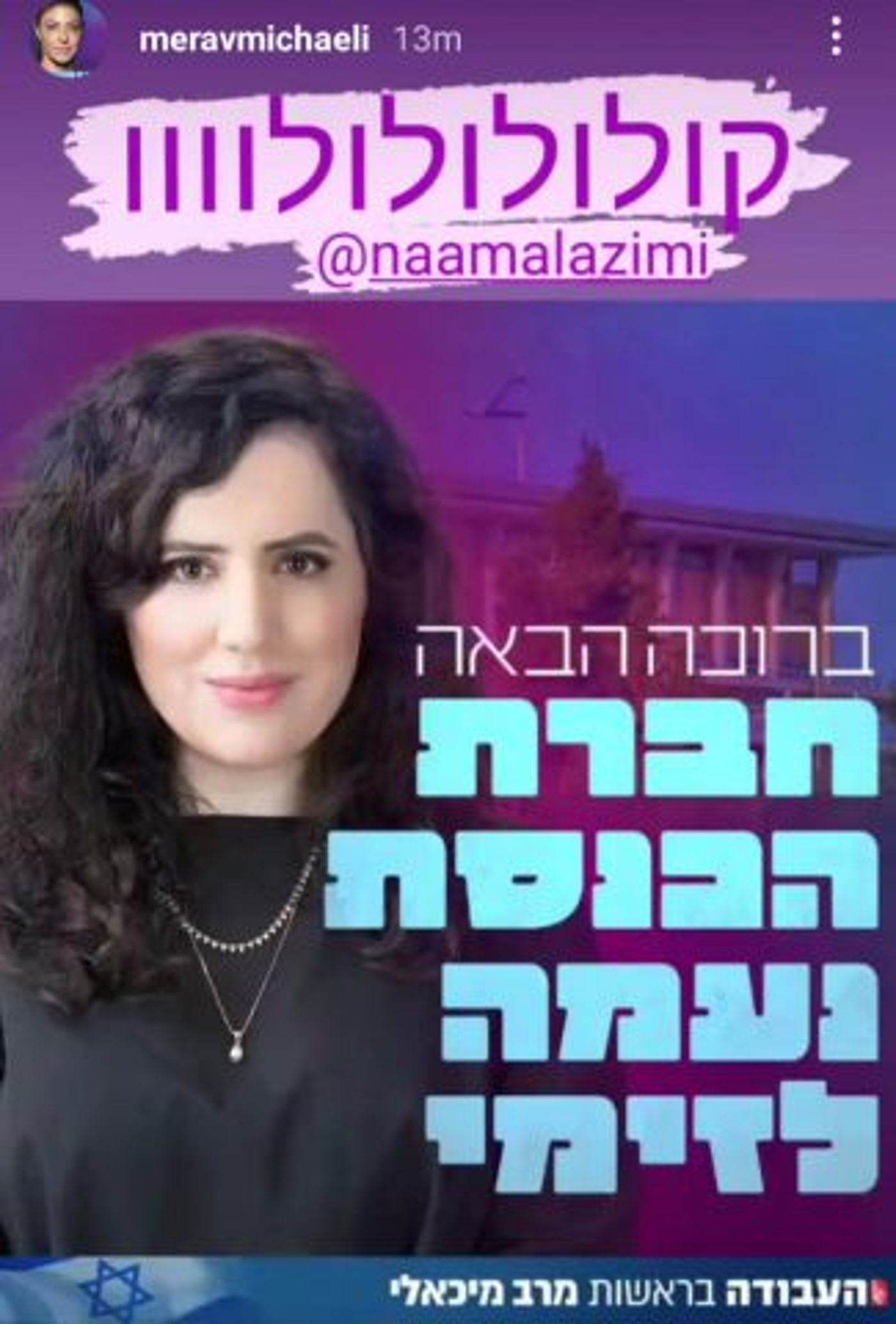 יו"ר העבודה מברכת את הח"כית החדשה באינסטגרם
