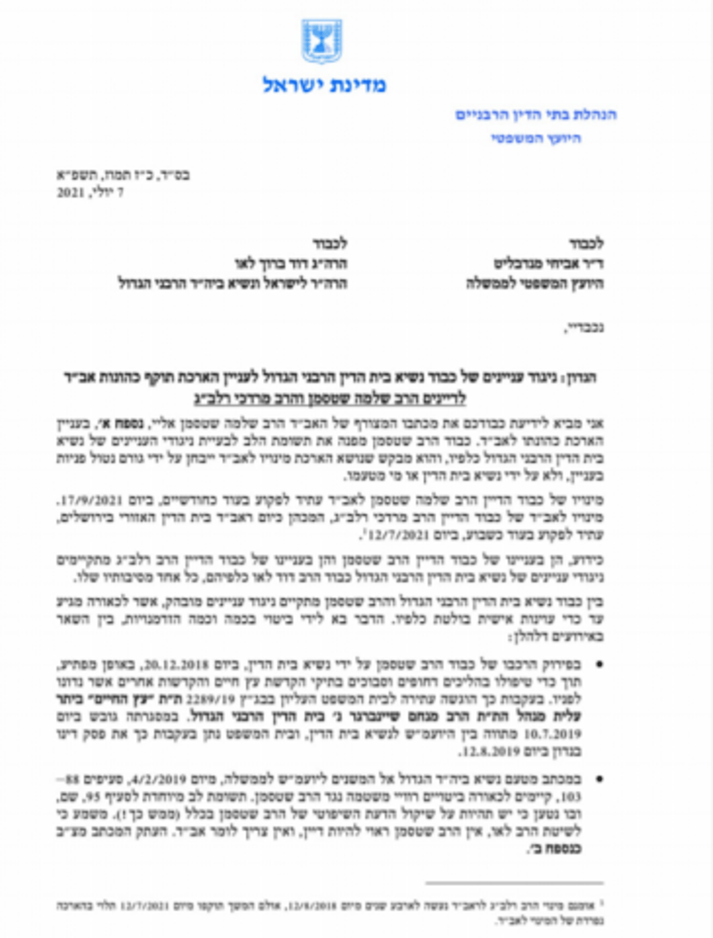 מנדלבליט: הרב לאו נגוע בניגוד עניינים מובהק