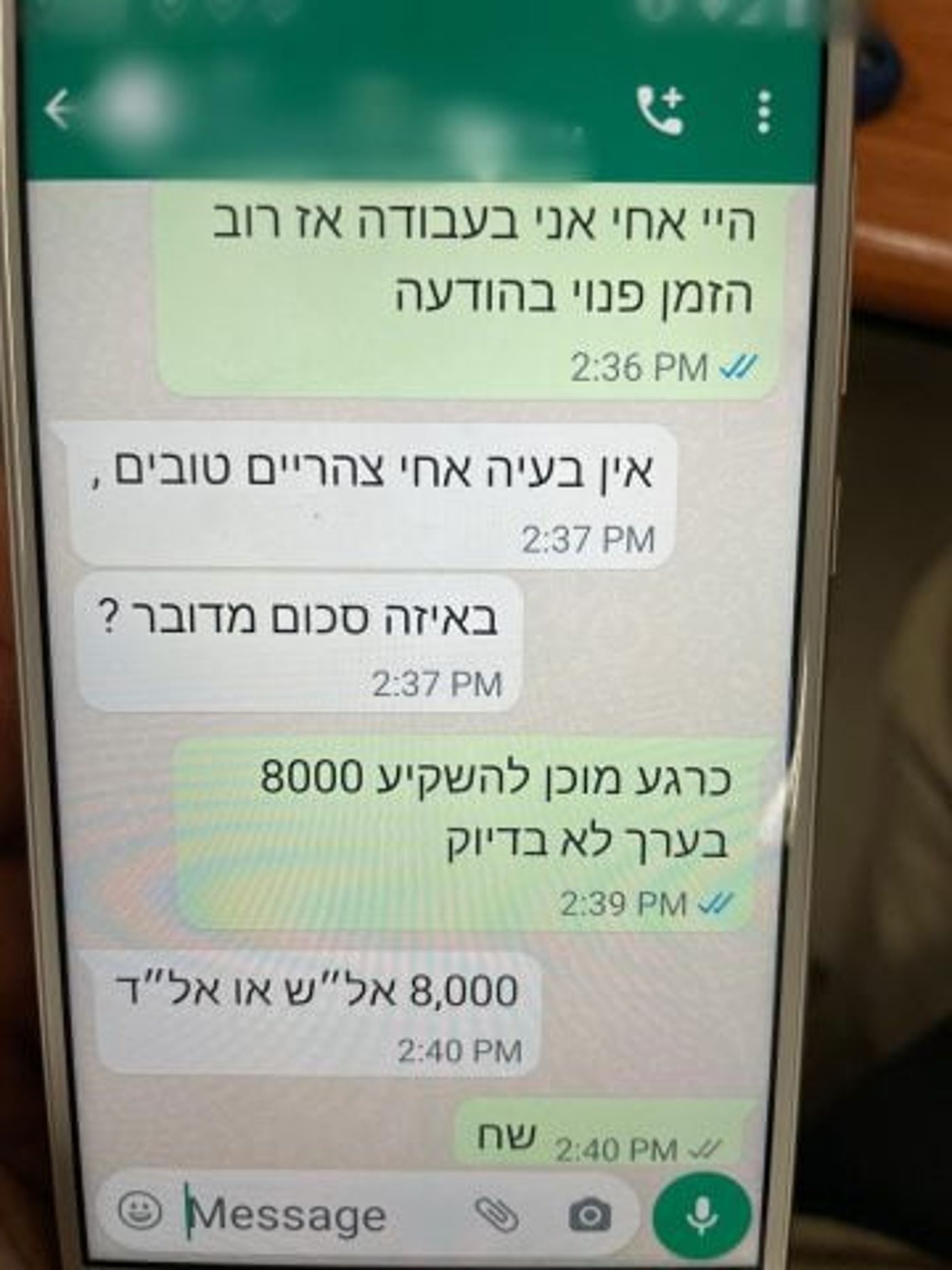 תכתובת של החשודים עם רוכשים פוטנציאלים (באדיבות: דוברות המשטרה)